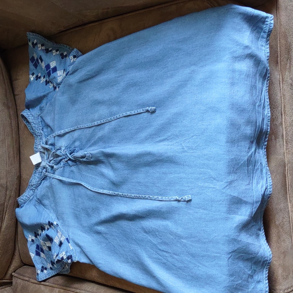 Old Navy lace up denim blouse